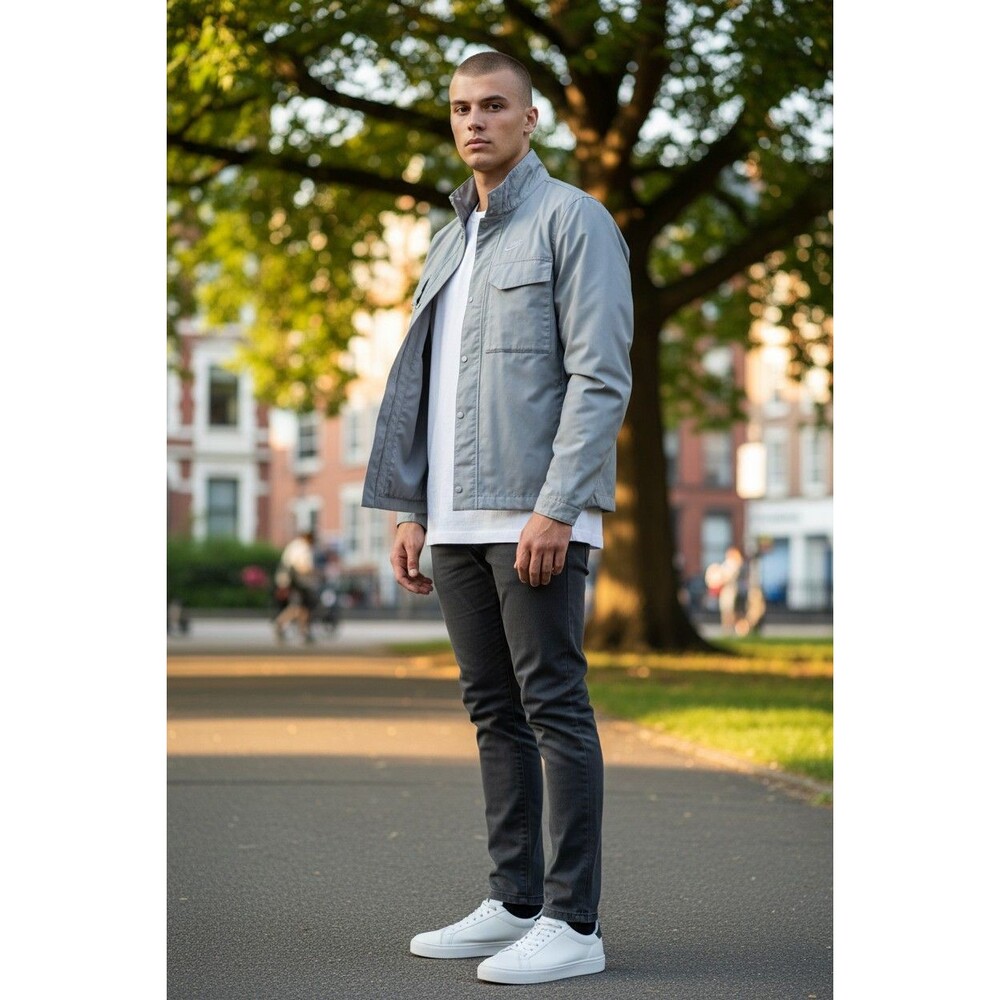 NWT Nike M65 Woven Jacket Men's Utility Military Style Snap Front Gray Size S